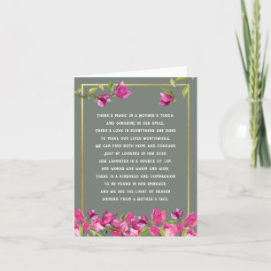 Mère ou Nouvelle maman Poème Floral Carte de Fête