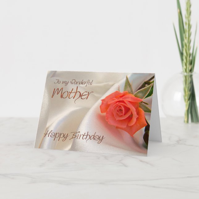 Mère, une carte d'anniversaire avec une rose rose (Devant)