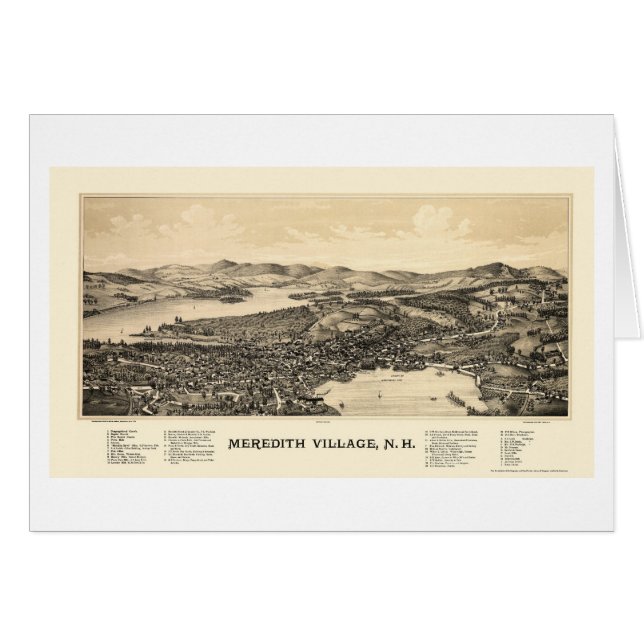 Meredith, carte panoramique de NH - 1889 (Devant horizontal)