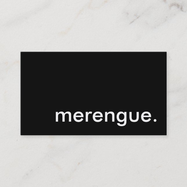 Merengue. Visitenkarte (Vorderseite)