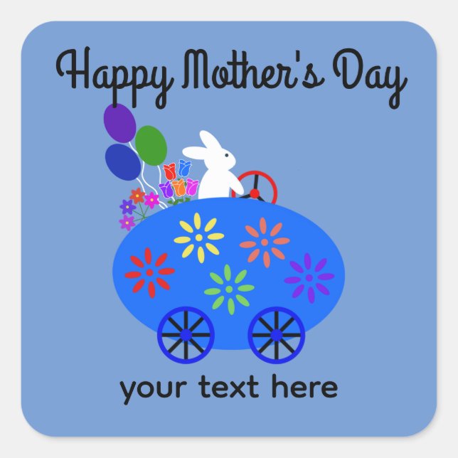 Mère's Day Bunny Riding Oeuf Voiture #2 Stickers (Devant)