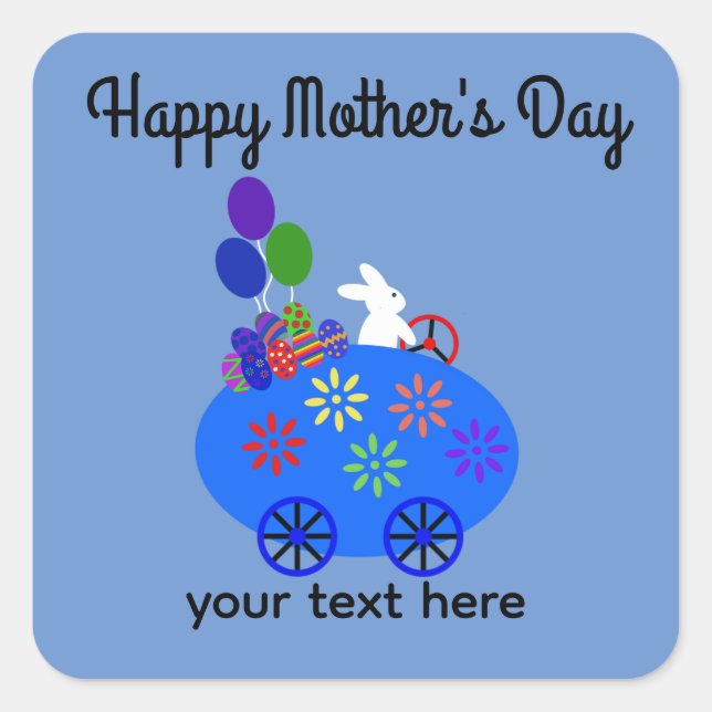 Mère's Day Bunny Riding Oeuf Voiture #3 Stickers (Devant)
