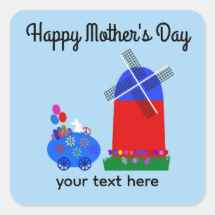 Mère's Day Bunny Riding Oeuf Voiture #4 Stickers