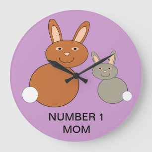 Mères Jour Bunnies Horloge murale personnalisable