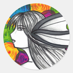 Mergirl der Neonlichter Runder Aufkleber