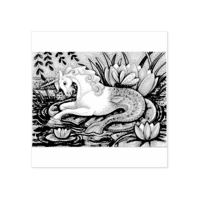 MERHORSE & LILY PADS FANTASY RUBBER BRIEFMARKE GUMMISTEMPEL (Prägung)