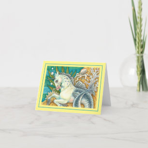 MERHORSE & WHITE OCTOPUS, FANTASY UNICORN Blank Karte