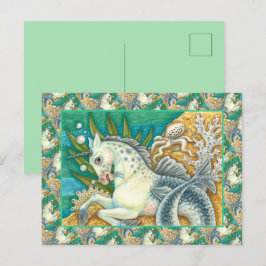 MERHORSE & WHITE OCTOPUS, FANTASY UNICORNHORSE POSTKARTE