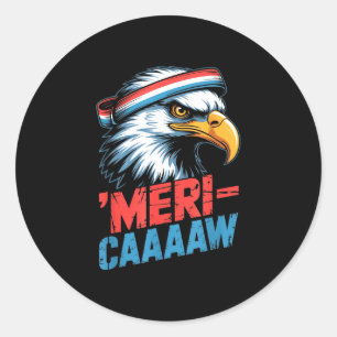 Meri-caaaaw lustiges patriotisches Adler-Schweißba Runder Aufkleber