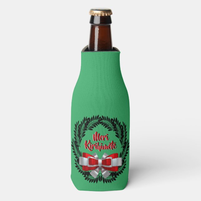 Meri Kirihimete Maori zu frohen Weihnachten Flaschenkühler (Flaschenvorderseite)