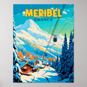 Meribel France Vintage Reise Illustration Poster