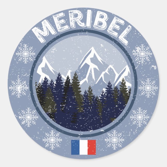 Méribel Skistation Runder Aufkleber (Vorderseite)