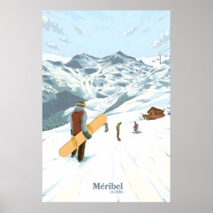 Méribel Snowboarding Reiseplakat Poster