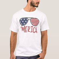 Merica 4 juillet Lunettes de soleil T-shirt été