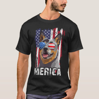 Merica 4. Juli Australian Cattle Dog US-Flagge T-Shirt