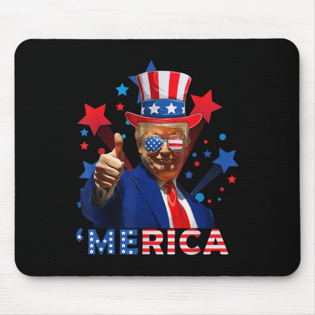 Merica 4. Juli Feuerwerk Funny Trump Independe Mousepad (Vorne)