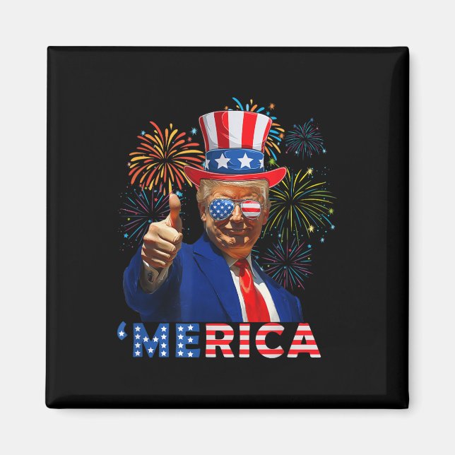 Merica 4. Juli Funny Trump Fireworks Independe Magnet (Vorne)