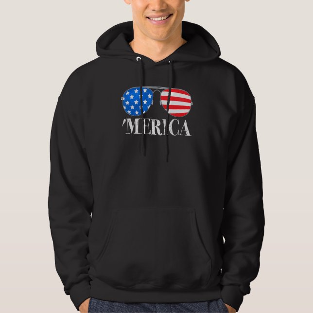 Merica 4. Juli Sonnenbrille Patriotische Jungs Kin Hoodie (Vorderseite)