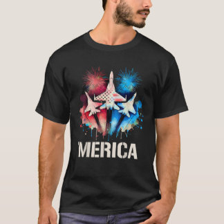 Merica 4. Juli USA Flag Fighter Jets Patriotic T-Shirt
