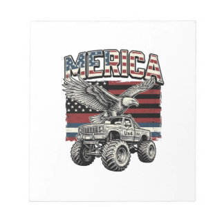 Merica Adler Monster Truck Vintage Patriotisch Notizblock