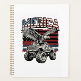 Merica Adler Monster Truck Vintage Patriotisch Planer