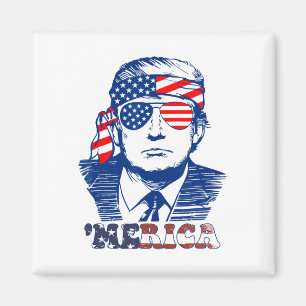 Merica America Happy 4. Juli Trump American Fl Magnet