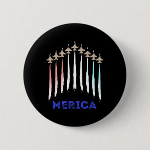 Merica America Jet Flag Trump Patriot Veteran Gesc Button