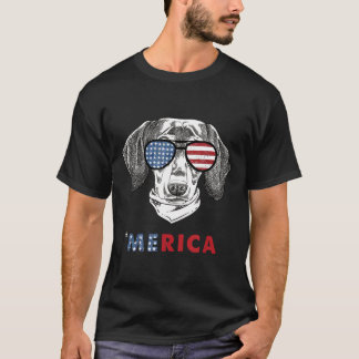 Merica American Flag Glasses Patriotische Dackel 4 T-Shirt