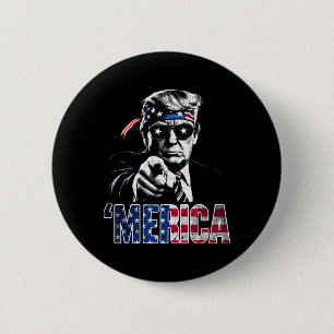 Merica Amerika Lustig Trump 4. Juli Button