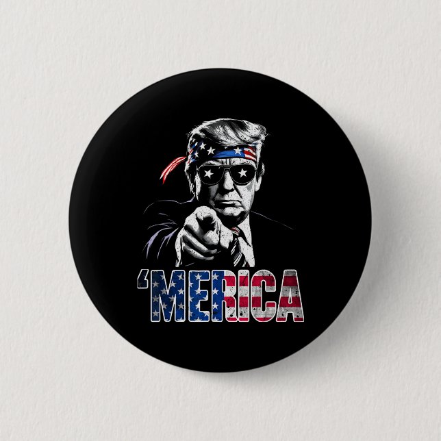 Merica Amerika Lustig Trump 4. Juli  Button (Vorderseite)