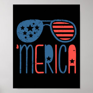 Merica Amerikanische Flagge Aviator Kleinkind 4. J Poster