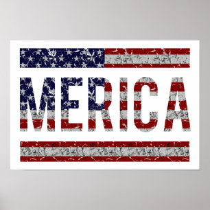 MERICA - Amerikanische Stolz-Jargon USA-Flagge Poster