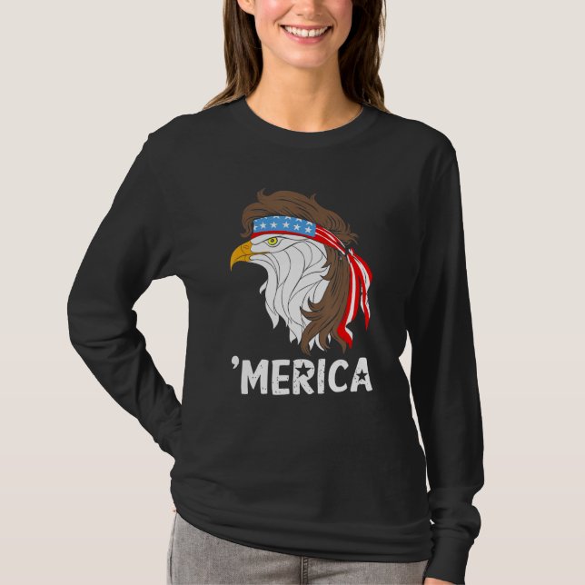 Merica Bald Adler 4. Juli Patriotic American F T-Shirt (Vorderseite)