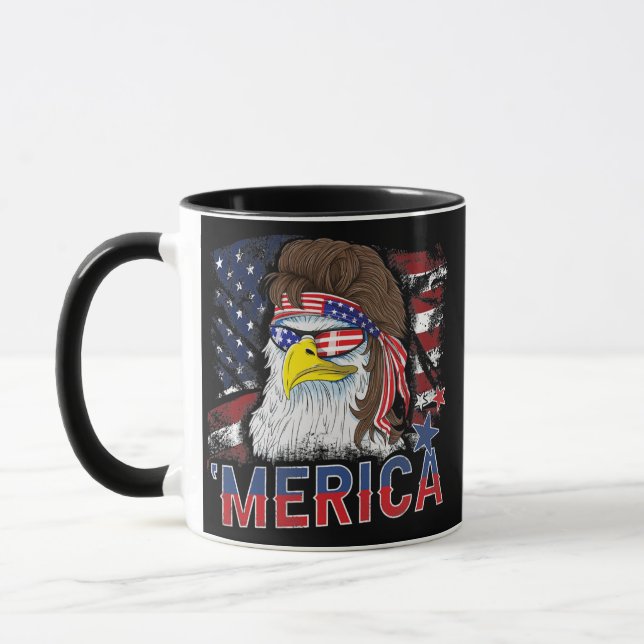 Merica Bald Eagle Mullet 4. Juli Amerikaner Tasse (Links)