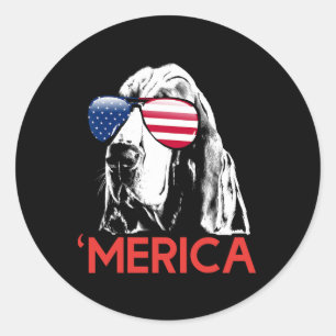 Merica Bet Hound Amerikanische Flagge 4. Juli Runder Aufkleber