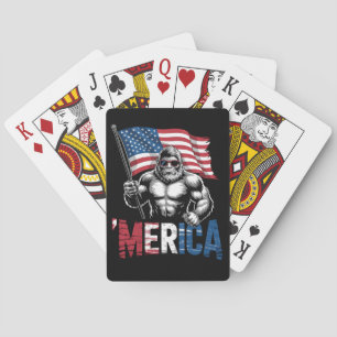Merica Bigfoot American Flag Patriotic 4. Juli Spielkarten