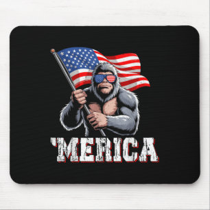 Merica Bigfoot American Flag Patriotic Sasquatch 4 Mousepad