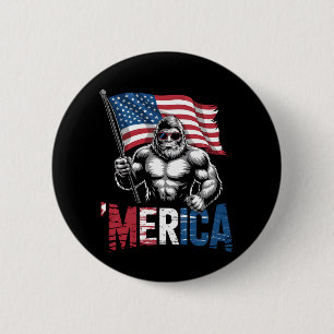 Merica Bigfoot Amerikanische Flagge Patriotisch 4. Button