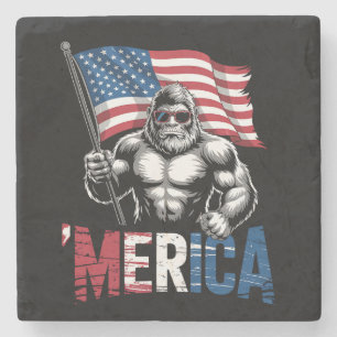 Merica Bigfoot Amerikanische Flagge Patriotisch 4. Steinuntersetzer
