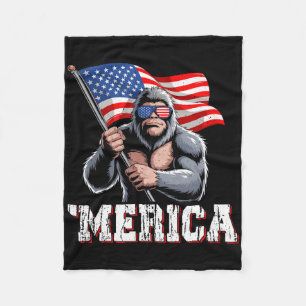 Merica Bigfoot Amerikanische Flagge Patriotischer Fleecedecke
