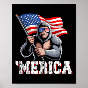 Merica Bigfoot Amerikanische Flagge Patriotischer  Poster