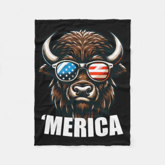Merica Bison Lustig Amerikanisch Patriotisch Usa 4 Fleecedecke