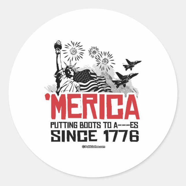 "Merica - Boots zu A- - - es seit 1776 Runder Aufkleber (Vorderseite)