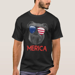 Merica Brussels Griffon American Flag 4. Juli T-Shirt