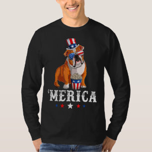 Merica Bulldog Men Women Usa American Flag Englisc T-Shirt