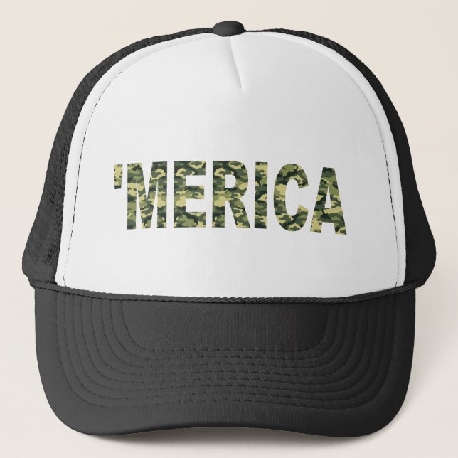 'MERICA Camouflage-Fernlastfahrer-Hut Truckerkappe (Vorderseite)
