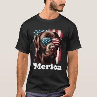 Merica Chocolate Labrador Flag USA Patriotic 4. Ju T-Shirt
