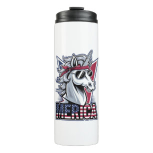 Merica Cool Einhorn Patriotische Stimmung Tank Top Thermosbecher