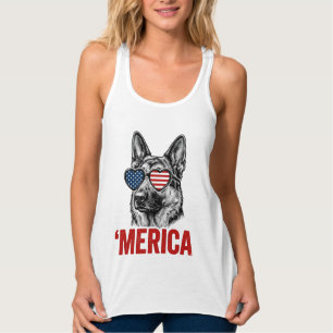 Merica-Deutscher-Schäferhund-Flagge-Sonnenbrille-S Tank Top