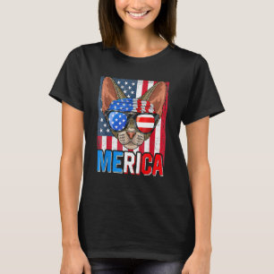 Merica Devon Rex Katze Sonnenbrille USA-Flagge 4. T-Shirt